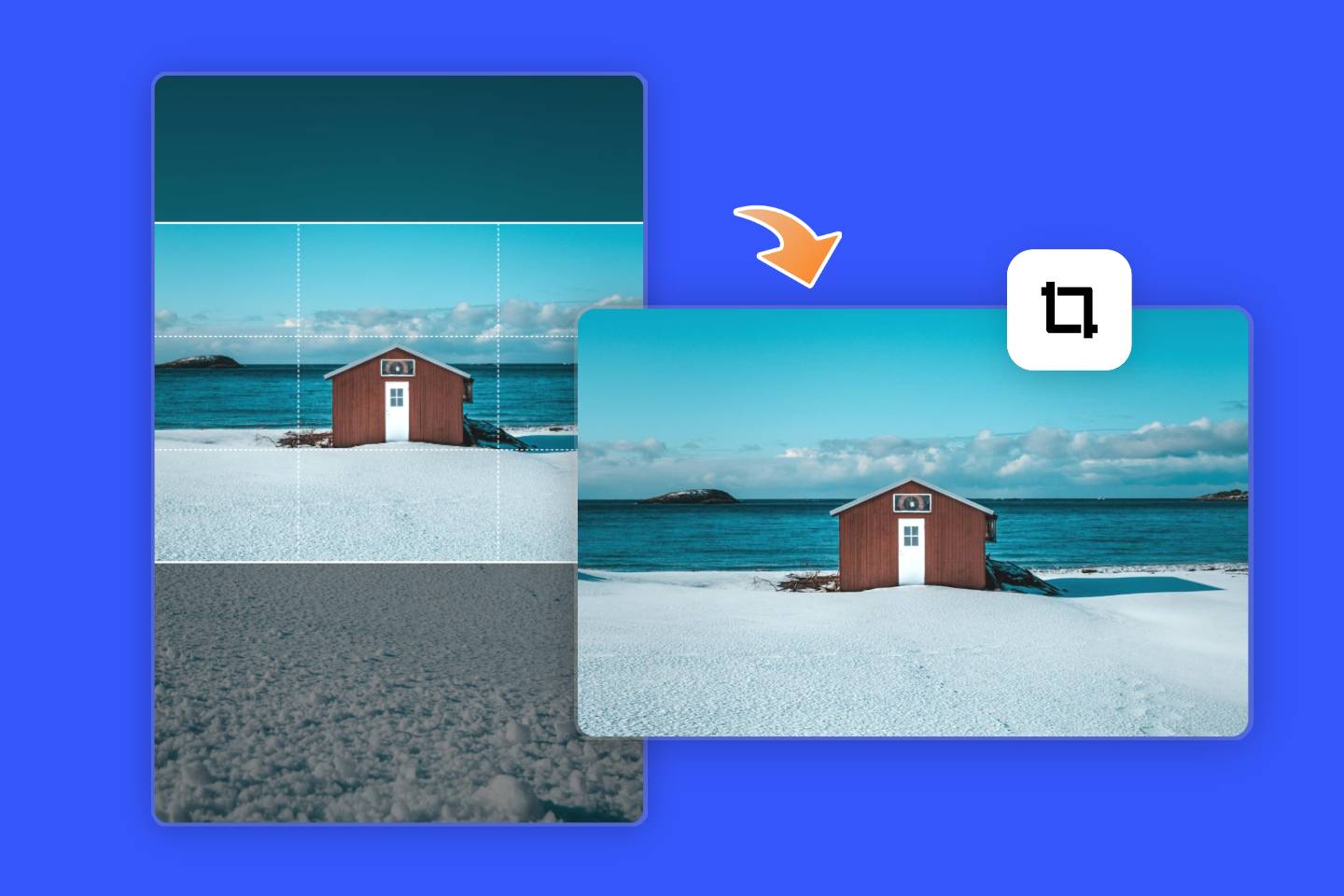 convertir une image de chalet en bord de mer portrait en paysage en ligne