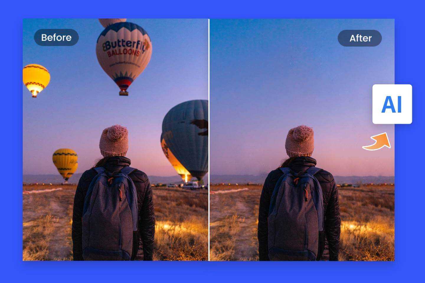 Remove objects from photo online for free with Fotors AI object remover