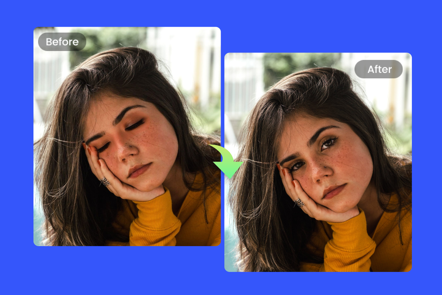 ouvrir les yeux sur une photo en ligne pour une fille